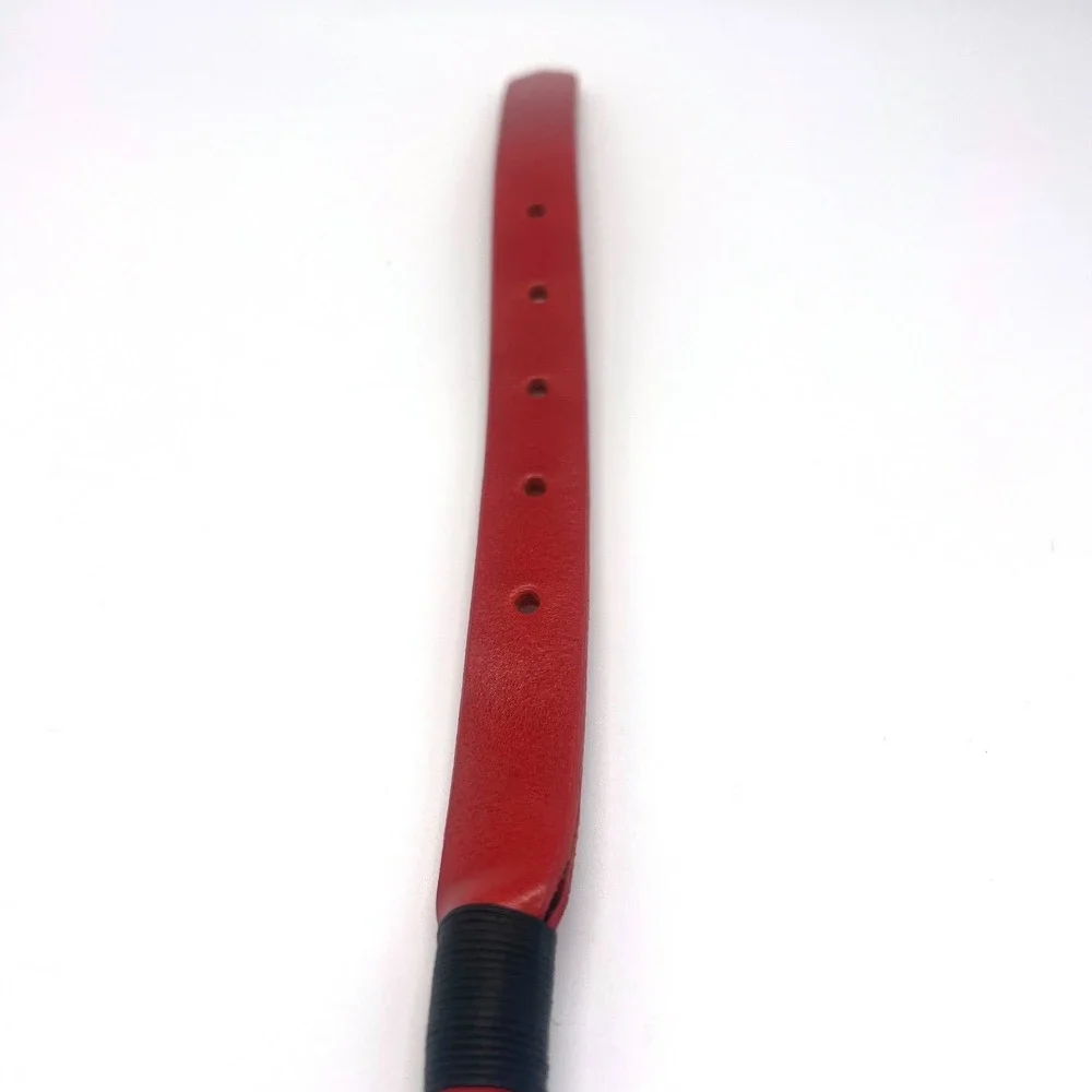 AL&C Beaded Leather Belt USA Vintage Medium Red Multicolor 1463 Native Southwest